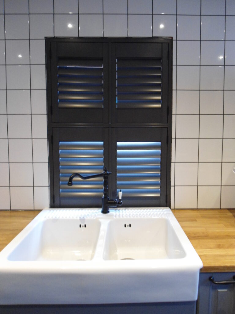 Black shutters closed