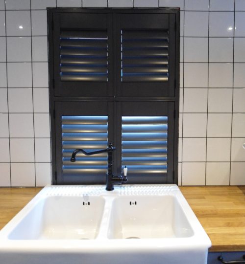 Black shutters closed